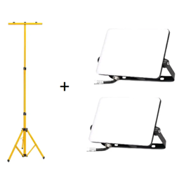 Tripé para Obra Duplo + 2x Projetor LED 50W 5500lm 4000K.